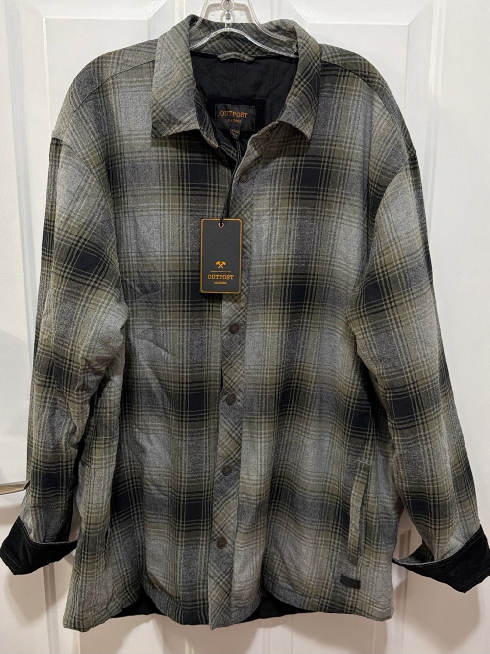 Outpost Plaid Flannel Open Front Jacket Long Sleeves 2Xl Lined